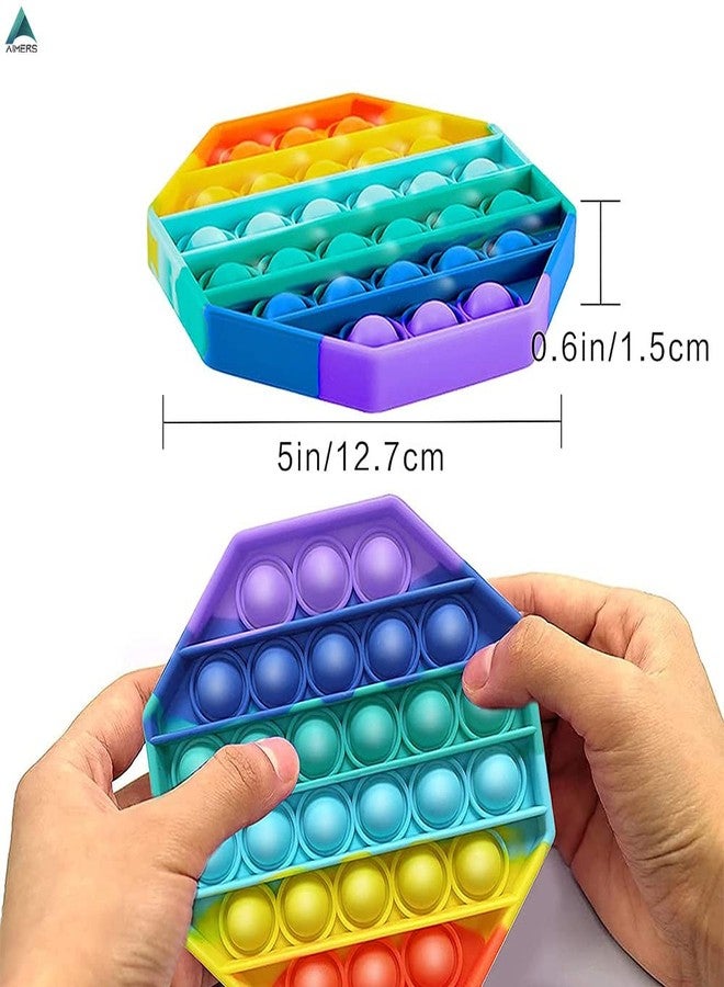 AIMERS Pop Fidget Toys Pack Sensory Toy Push Popping Bubble Fidget Toys for Adults Kids, Stress Toys Autism Toys Special Needs ADHD Anxiety Toys (2 Pack) (2 Pack Rainbow Octagon) - Image 3